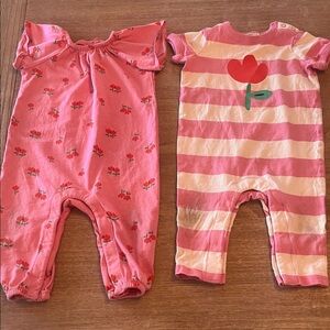 Pink Floral and Striped Kids One Pieces